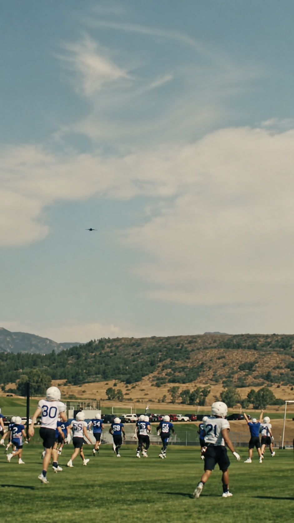 Air Force Football Integrates F-16 Flyover by Alumnus Nate Walker into Team Practice